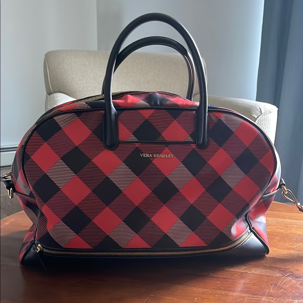Vera Bradley Red and Black Plaid Duffel Bag